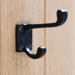 Rectangular Plate Rounded Hat and Coat Hook Cast Iron Vintage W30mm x H85mm Black - Image 6