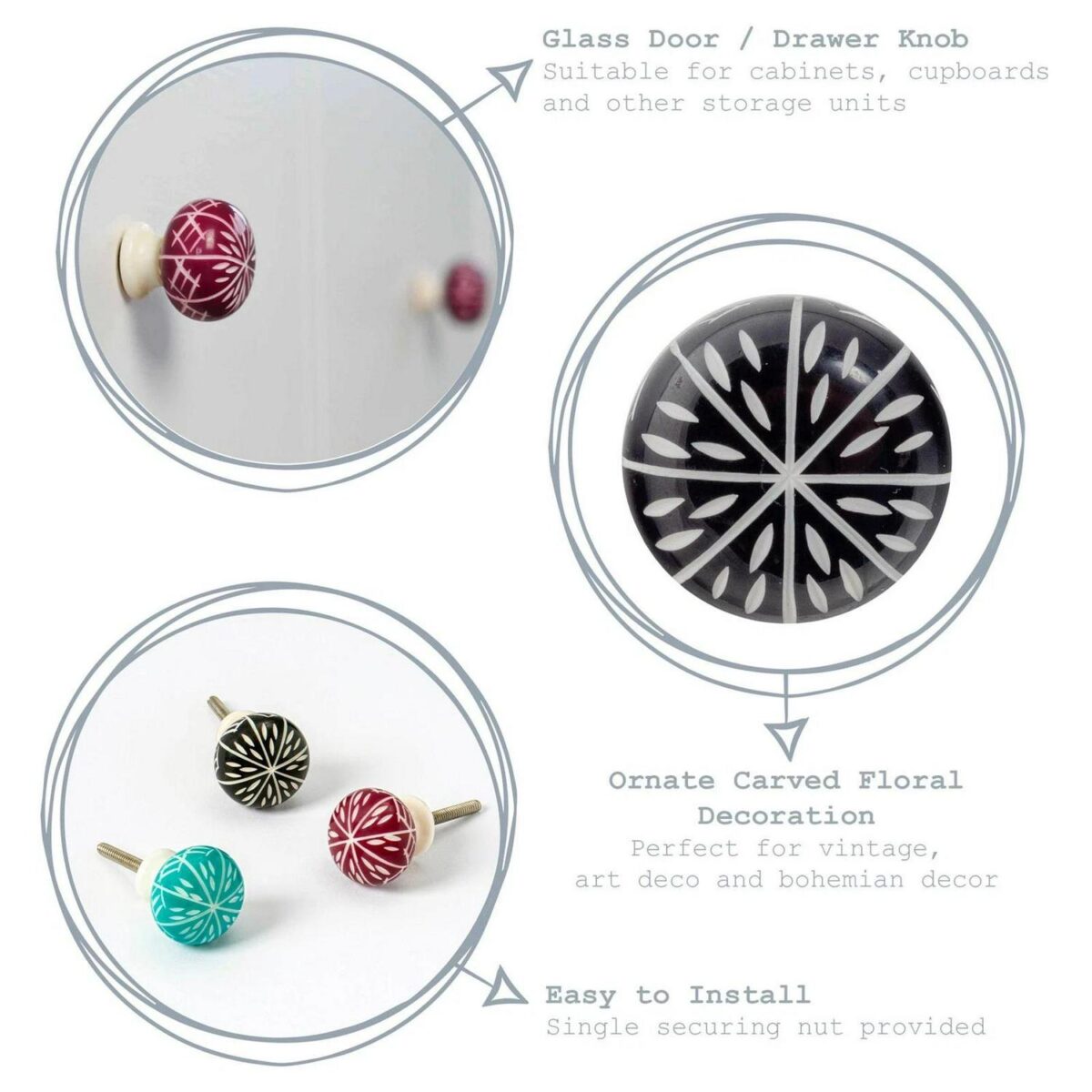 Resin Cabinet Knob Kitchen Bedroom Cupboard Drawer Handles Dark Red - Image 2