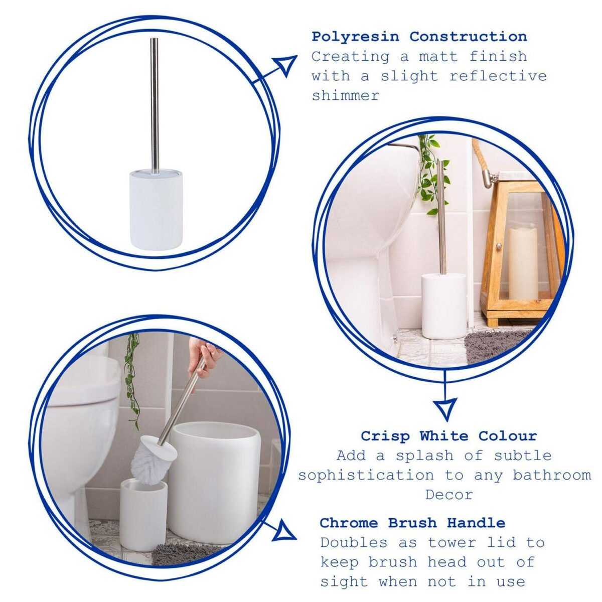 Resin Toilet Brush Bathroom Cleaning Scrubber Closed Tower Holder White - Image 2
