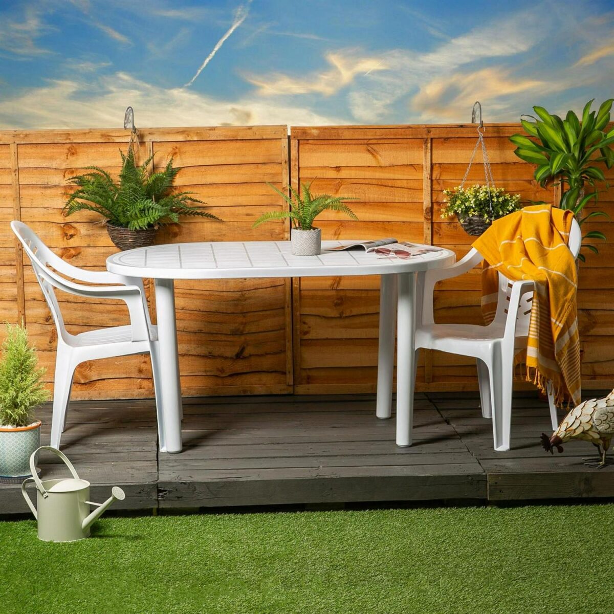Resol 4x Palma Garden Dining Chairs Outdoor Patio Furniture White - Image 5