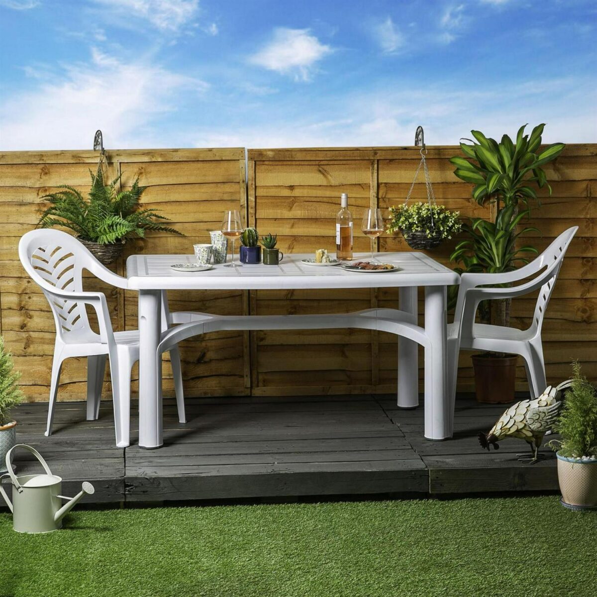 Resol 4x Palma Garden Dining Chairs Outdoor Patio Furniture White - Image 4