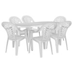 Resol 6 Seater Brava Oval Plastic Patio Garden Dining Furniture Set White