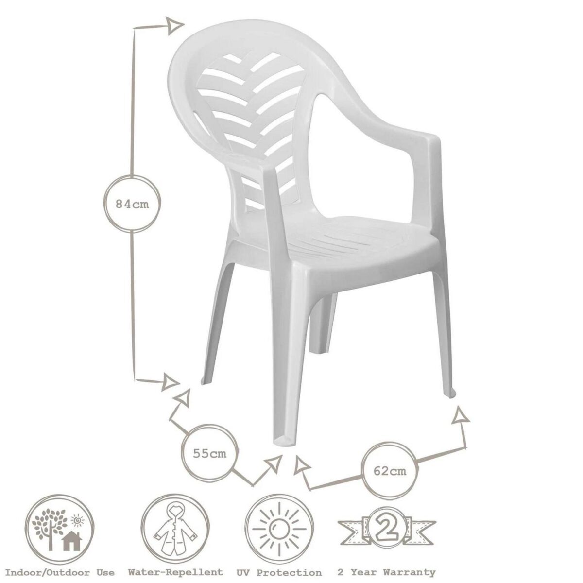 Resol 6 Seater Brava Oval Plastic Patio Garden Dining Furniture Set White - Image 4