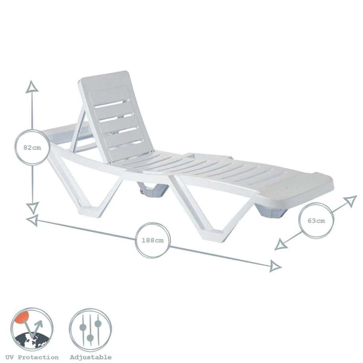 Resol Master 5 Position Sun Loungers Outdoor Furniture White - Image 4