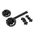 Rose Ring Gate Latch Cast Iron Vintage Cottage Garden Handle W285mm Black