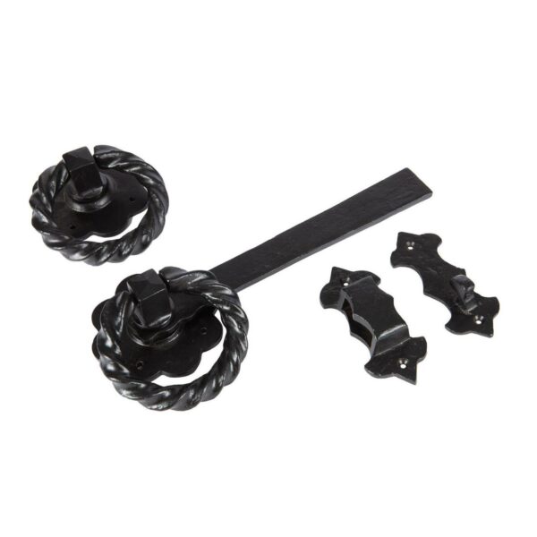 Rose Ring Gate Latch Cast Iron Vintage Cottage Garden Handle W285mm Black