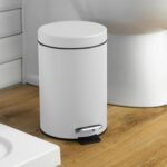 Round Bathroom Pedal Bin Steel Waste Basket Removable Inner 3 Litre Matt White - Image 5