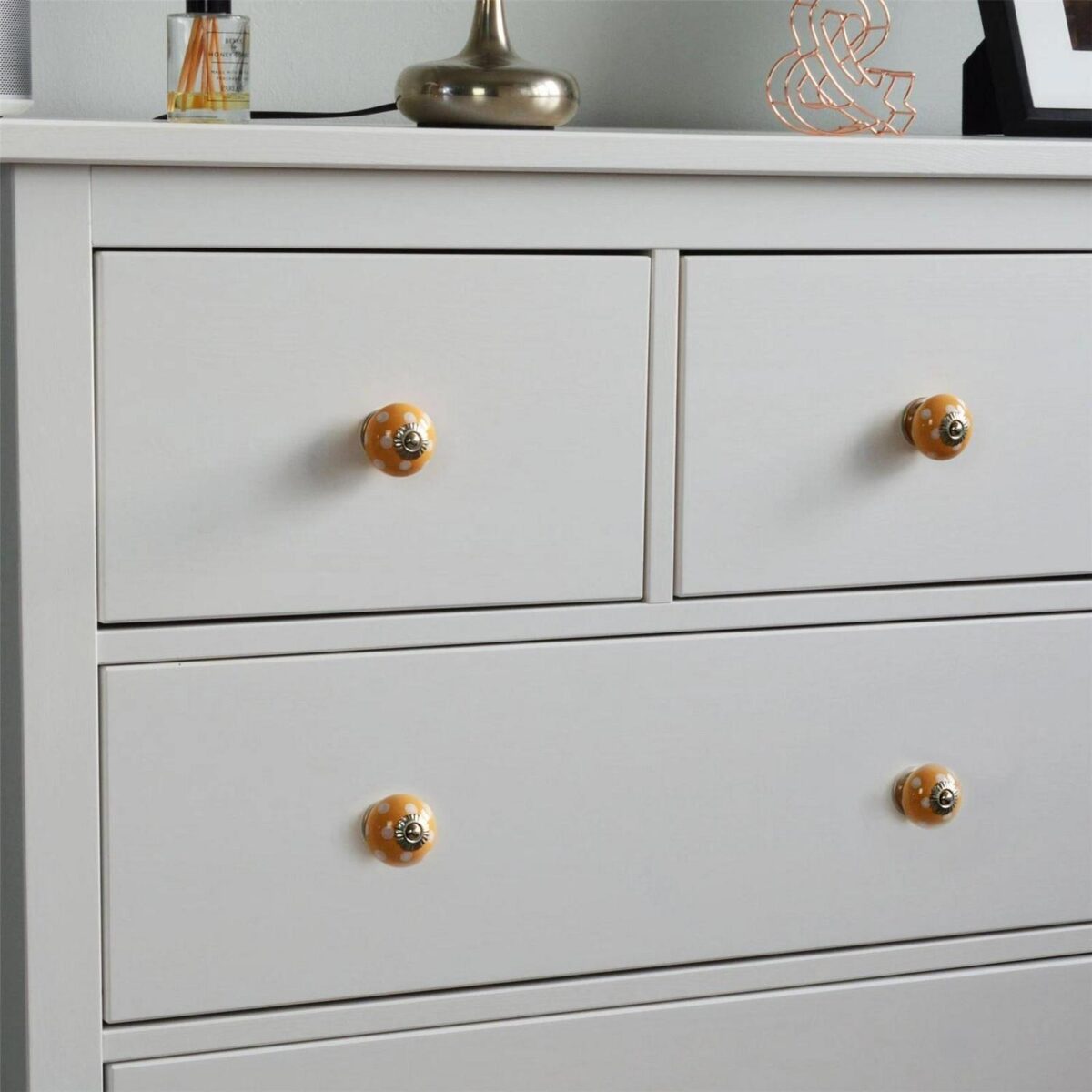 Round Ceramic Cabinet Knob Vintage Cupboard Door Drawer Handles Orange Spot - Image 7