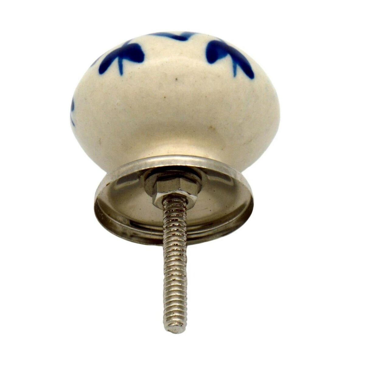 Round Ceramic Cabinet Knob Vintage Cupboard Door Drawer Handles Navy Flower - Image 5