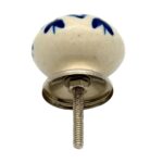 Round Ceramic Cabinet Knob Vintage Cupboard Door Drawer Handles Navy Flower - Image 5