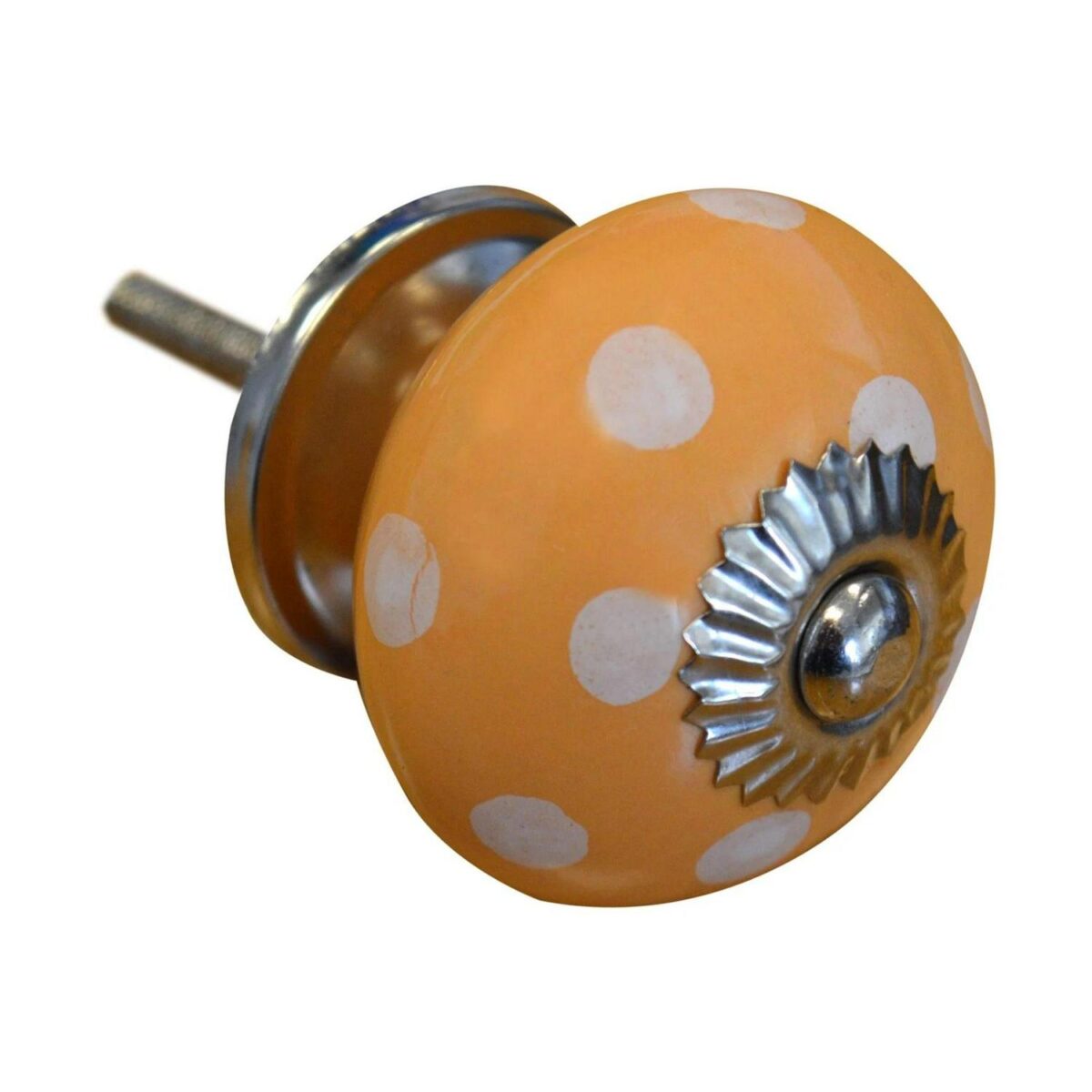 Round Ceramic Cabinet Knob Vintage Cupboard Door Drawer Handles Orange Spot - Image 4