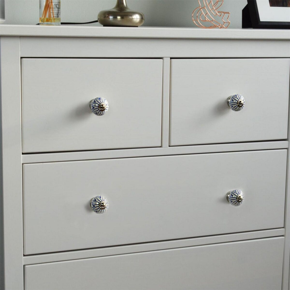 Round Ceramic Cabinet Knob Vintage Cupboard Door Drawer Handles Light Blue - Image 7