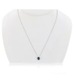 Round Cut Lab Emerald Pendant, 14ct White Gold - Image 2