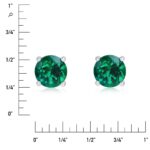 Round Cut Lab Emerald Stud Earrings, 14ct White Gold - Image 4