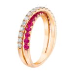 Round Cut Ruby and 0.45ctw Diamond Ring, 14ct Rose Gold - Image 2