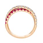 Round Cut Ruby and 0.45ctw Diamond Ring, 14ct Rose Gold - Image 3