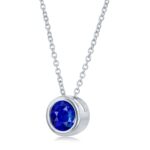 Round Cut Sapphire Pendant, 14ct White Gold - Image 3