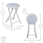 Round Folding Padded Stool. Office Kitchen Breakfast Stools Metal Frame Grey x2 - Image 3