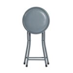Round Folding Padded Stool. Office Kitchen Breakfast Stools Metal Frame Grey x2 - Image 4