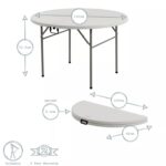 Round Folding Trestle Table Easy Store Office Desk Heavy Duty Events 120cm White - Image 3