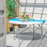 Round Folding Trestle Table Easy Store Office Desk Heavy Duty Events 120cm White - Image 4