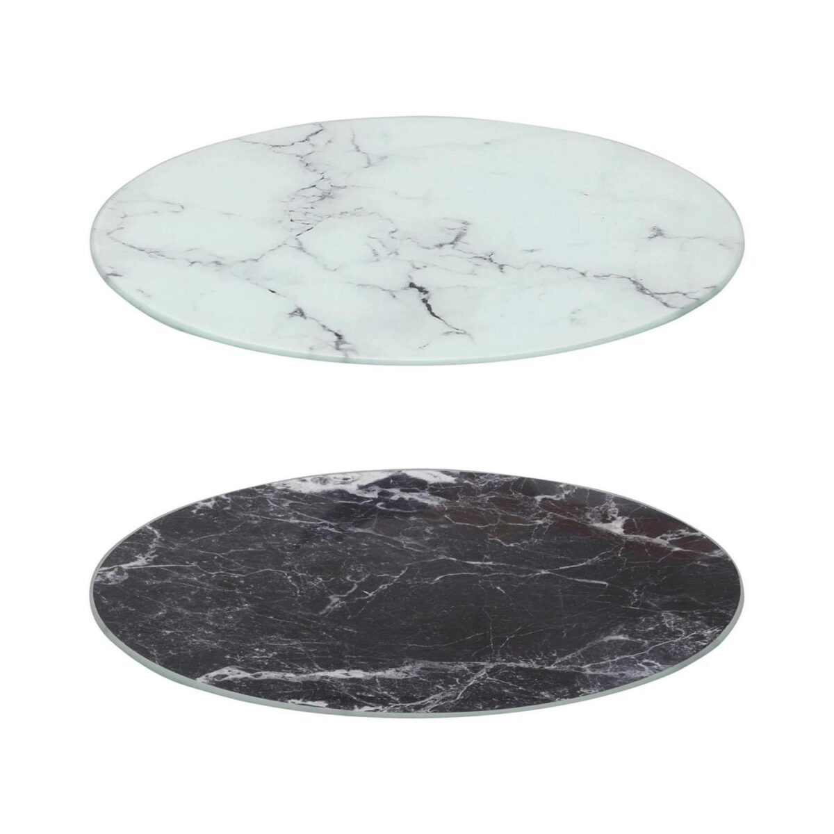 Round Glass Chopping Board 30cm Marble Non-Slip Kitchen Worktop Saver - Image 1