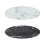 Round Glass Chopping Board 30cm Marble Non-Slip Kitchen Worktop Saver