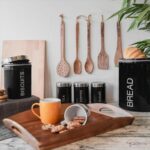 Round Metal Kitchen Sugar Canister Home Storage Organisation Jar 10cm Black - Image 7