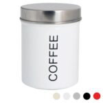 Round Metal Kitchen Coffee Canister Home Storage Organisation Jar 10cm White