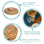 Round Straw Placemats and Coasters Dinner Water Hyacinth Weave - Typha - x12 - Image 2