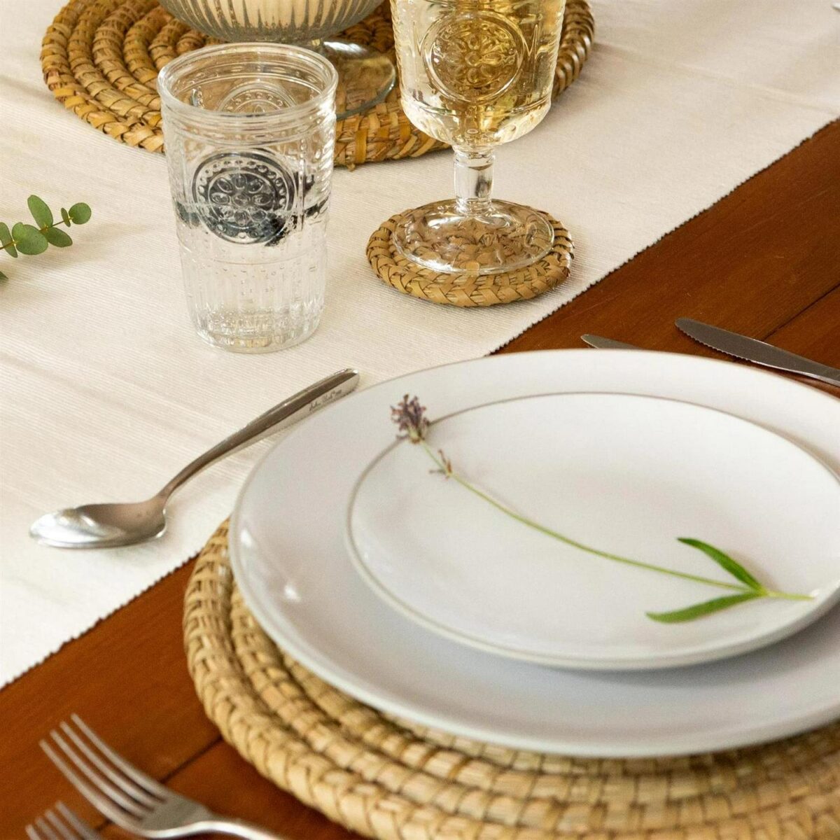 Round Straw Placemats and Coasters Dinner Water Hyacinth Weave - Palm Leaf - x12 - Image 6