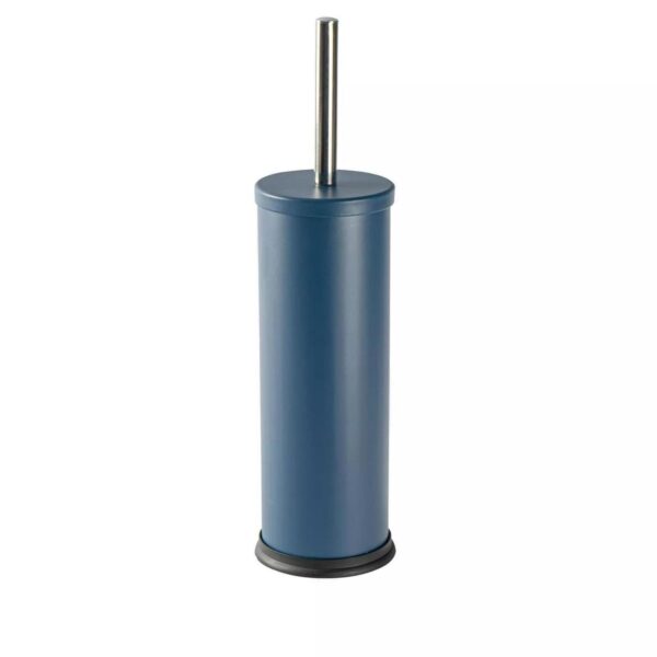 Round Toilet Brush Bathroom Cleaning Scrubber Closed Tower Holder 9cm Matt Blue