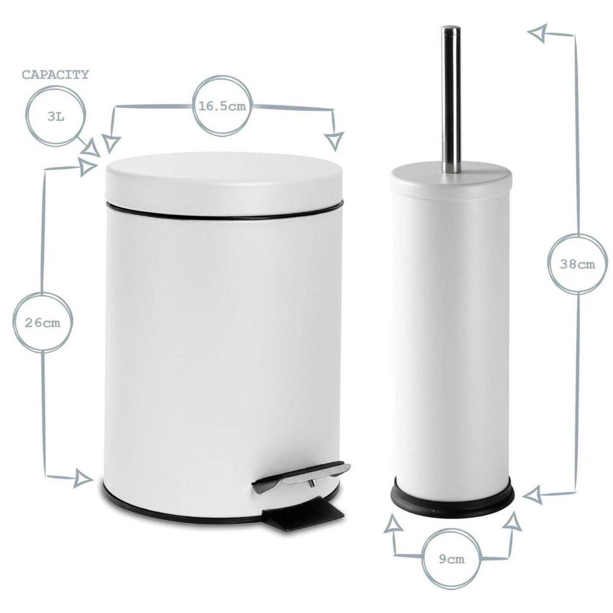 Round Toilet Brush and Bin Set Stainless Steel Bathroom Cleaning Accessories - Image 4