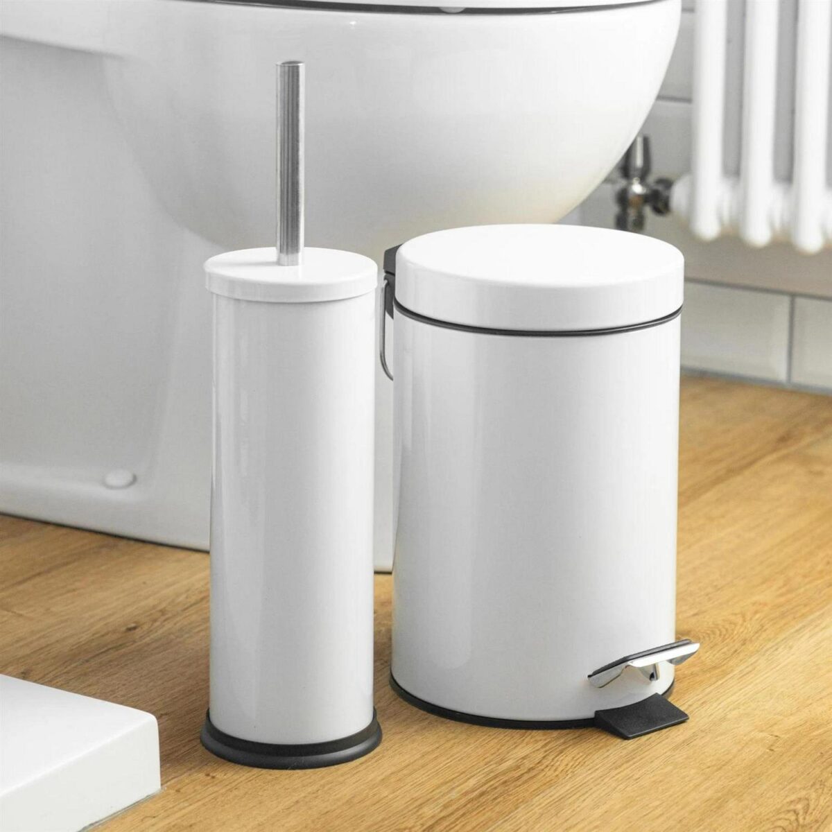 Round Toilet Brush and Bin Set Stainless Steel Bathroom Cleaning Accessories - Image 5