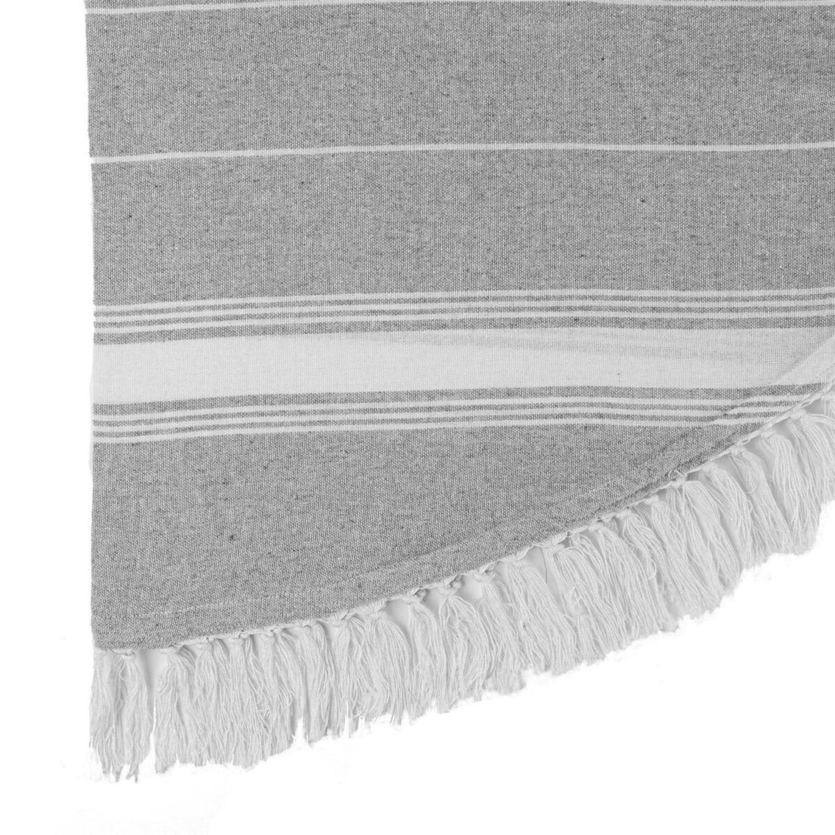 Round Turkish Cotton Beach Towel Lightweight Beach Peshtemal 190cm Grey - Image 4