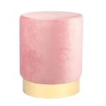 Round Velvet Pouffe Bedroom Dressing Table Accent Footstool 29 x 36cm Pink