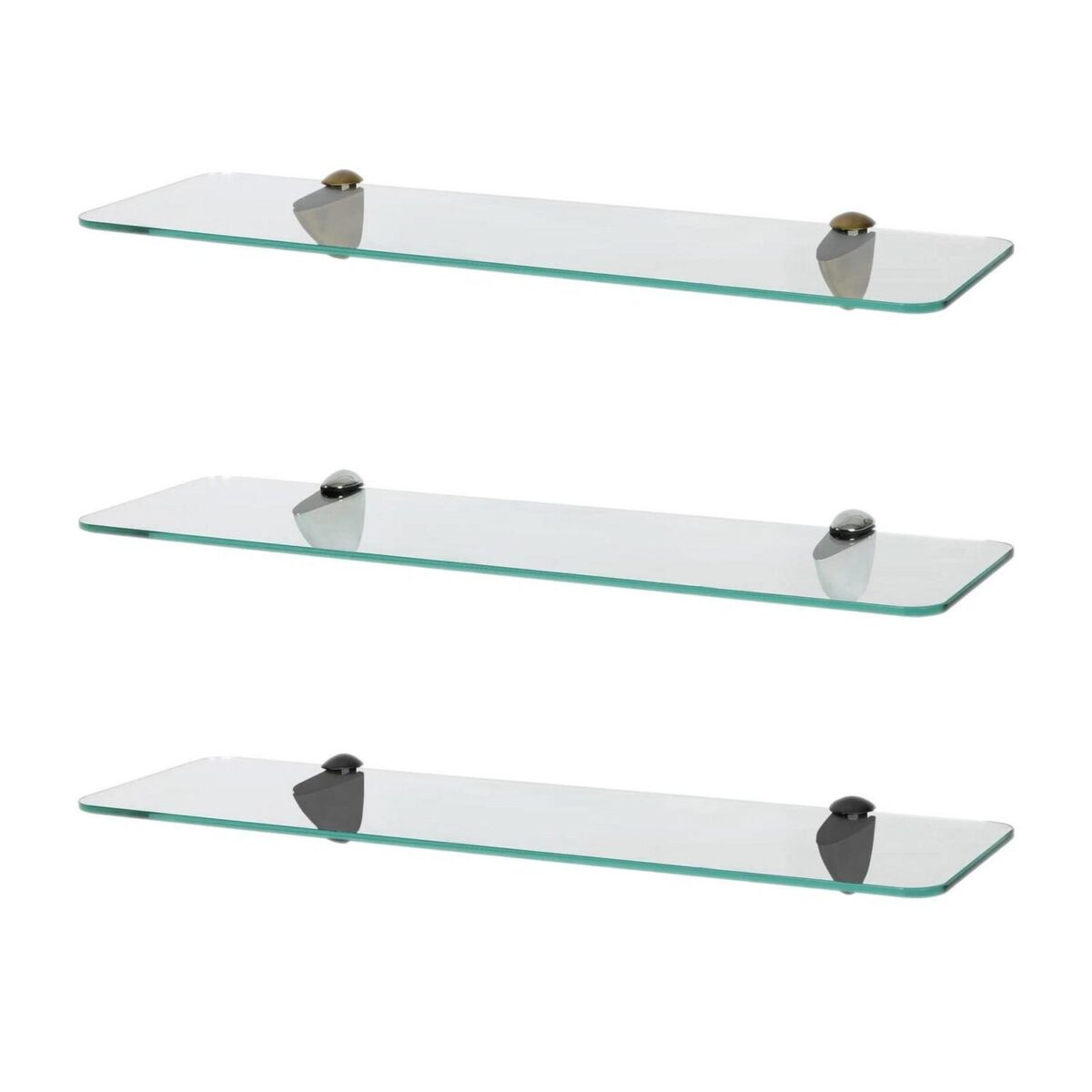 Rounded Floating Glass Bathroom Shelf 50cm Chrome/Black/Gold Shower Storage Rack - Image 1