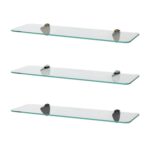Rounded Floating Glass Bathroom Shelf 50cm Chrome/Black/Gold Shower Storage Rack