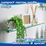 Rounded Floating Glass Bathroom Shelf 50cm Chrome/Black/Gold Shower Storage Rack - Image 3