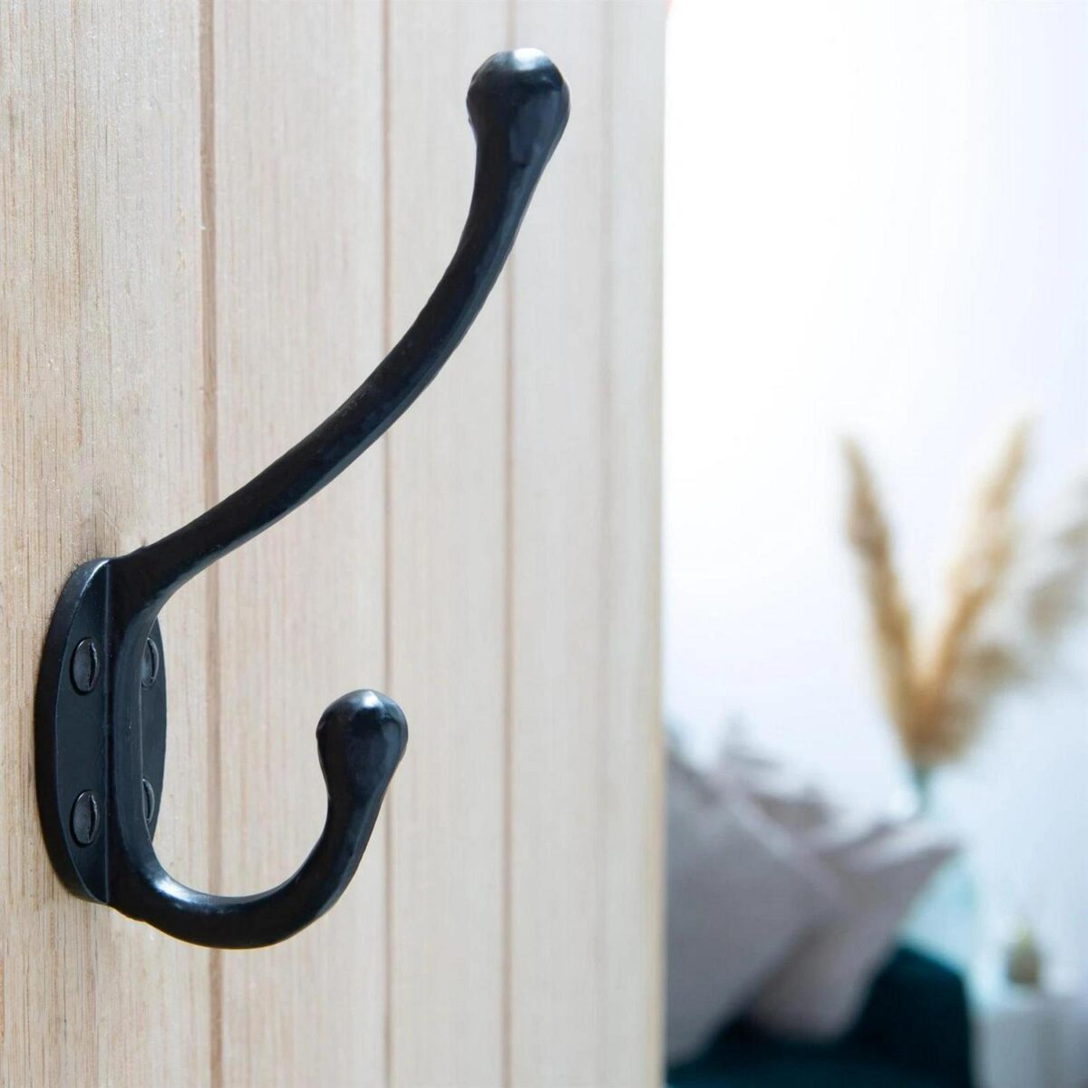 Rounded Hat and Coat Hook Cast Iron Antique Vintage Style W35mm x H125mm Black - Image 5