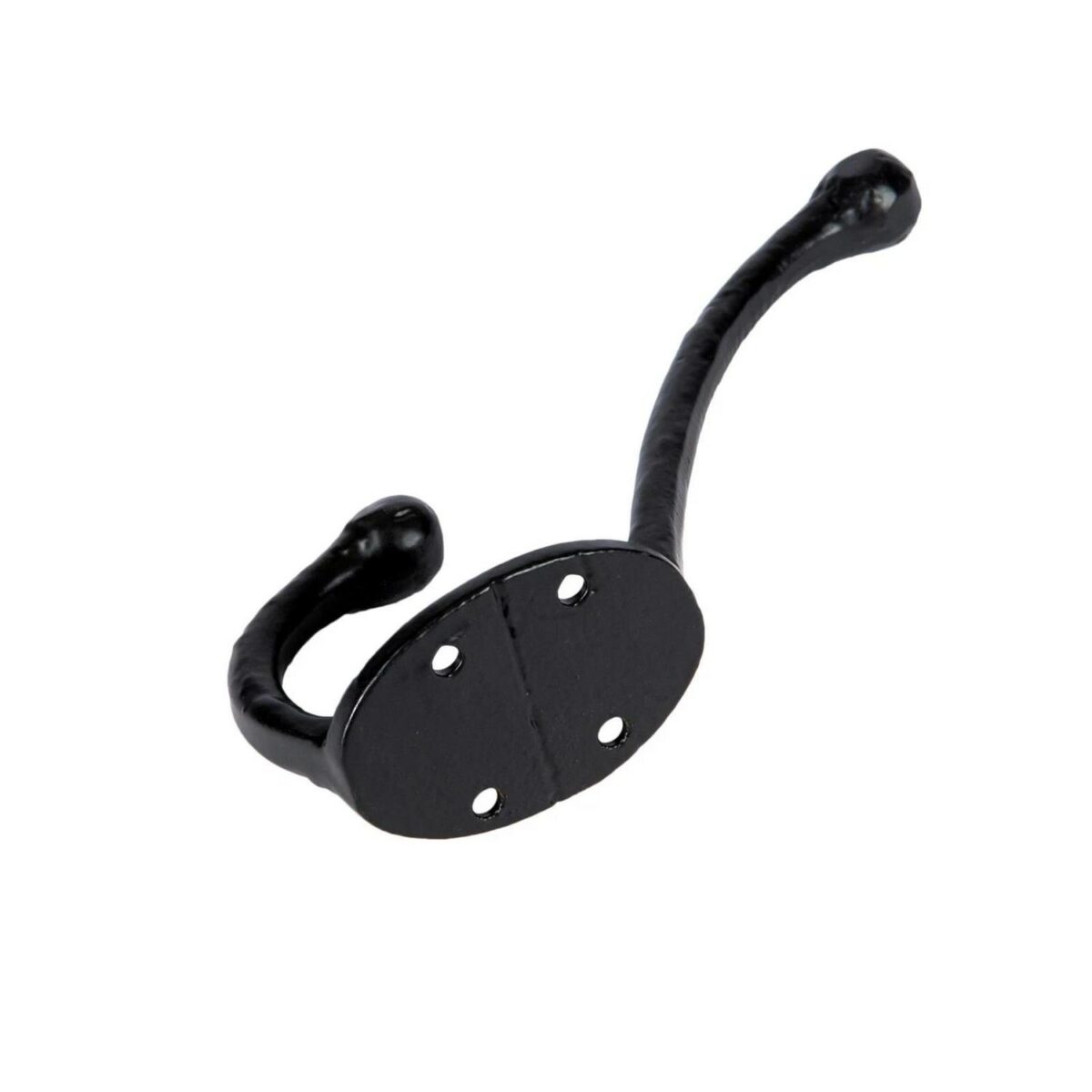 Rounded Hat and Coat Hook Cast Iron Antique Vintage Style W35mm x H125mm Black - Image 3