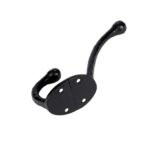 Rounded Hat and Coat Hook Cast Iron Antique Vintage Style W35mm x H125mm Black - Image 3
