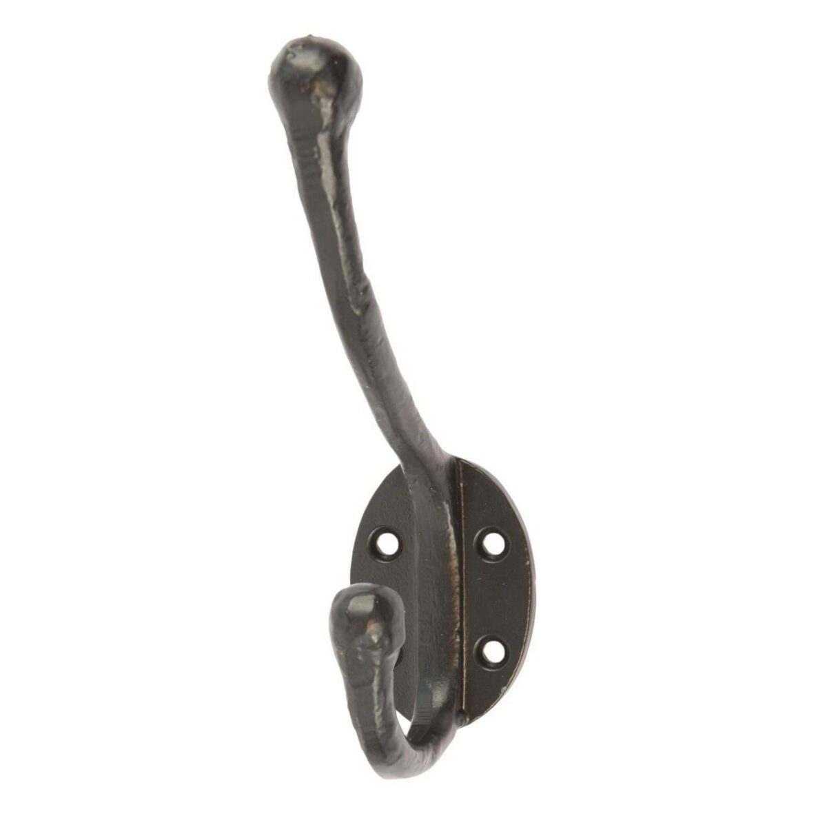 Rounded Hat and Coat Hook Cast Iron Antique Vintage Style W35mm x H125mm Black - Image 1
