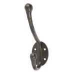 Rounded Hat and Coat Hook Cast Iron Antique Vintage Style W35mm x H125mm Black