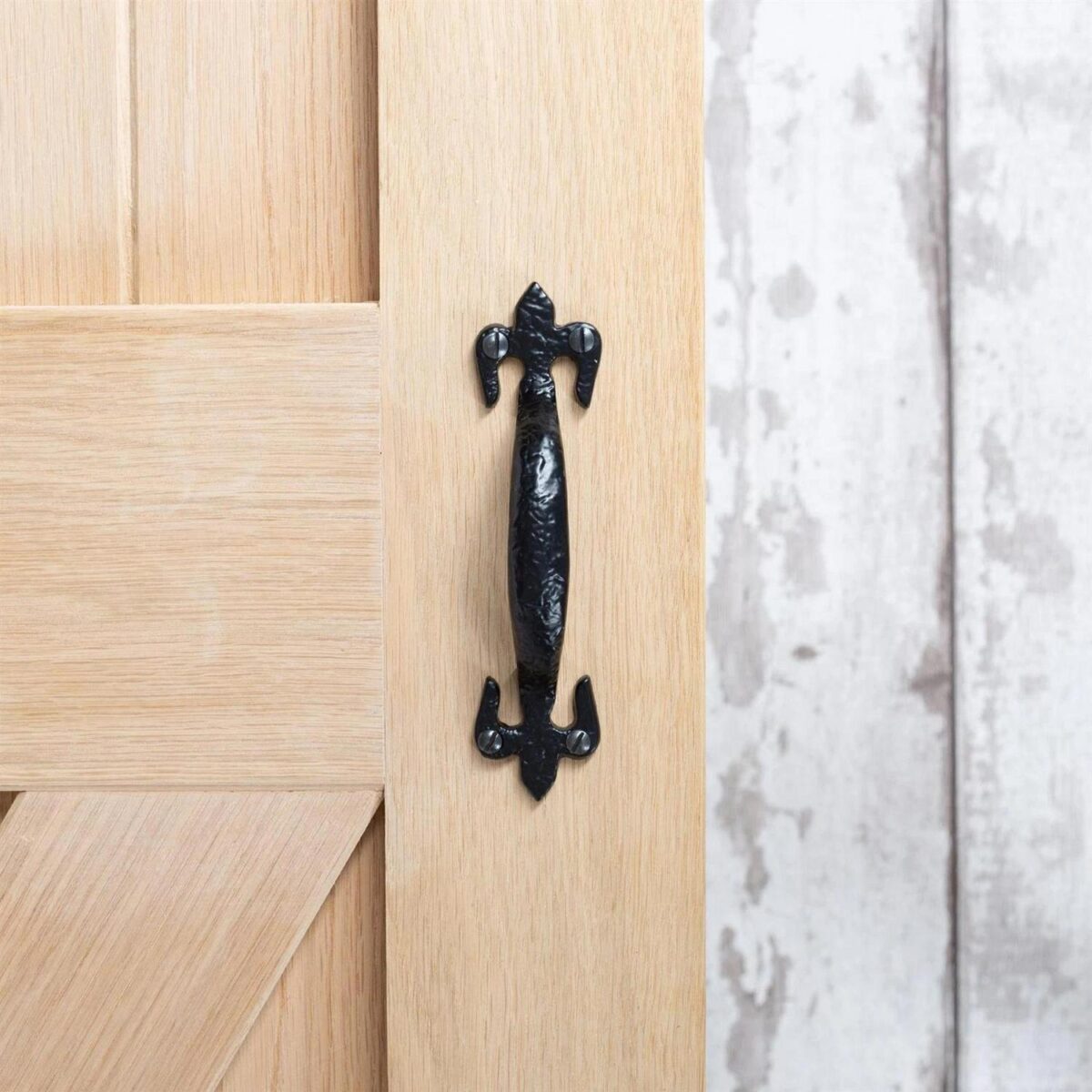 Rustic Fleur De Lis Door Handle Cast Iron Antique Cupboard Pull H150mm Black - Image 6