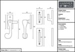Rustic Window Fastener - Right Handed Cast Iron Antique W45mm x H110mm Black - Image 5