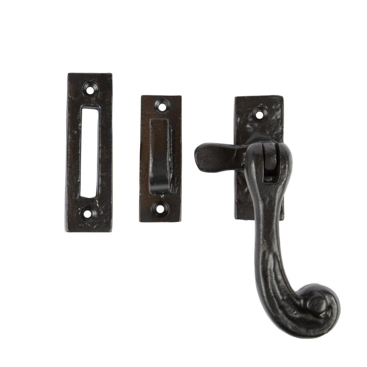 Rustic Window Fastener - Right Handed Cast Iron Antique W45mm x H110mm Black - Image 1