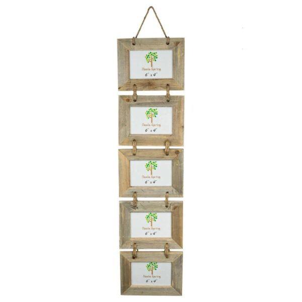Rustic Wooden Hanging 5 Photo Frame Driftwood Picture Display 6 x 4  Natural