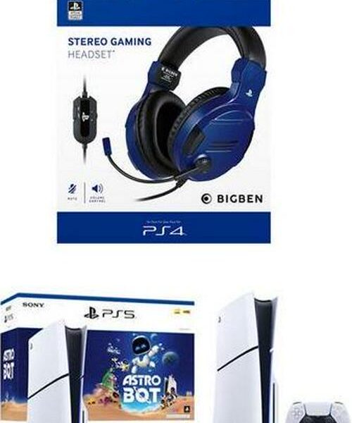 SONY PS5 Disk Slim (Astro Bot)+Big Ben PS5 Headset Blue
