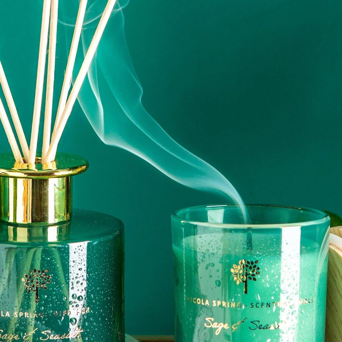 Scented Candle and Reed Diffuser Set Gift 21hr Burn 130g Sage and Seasalt - Image 6